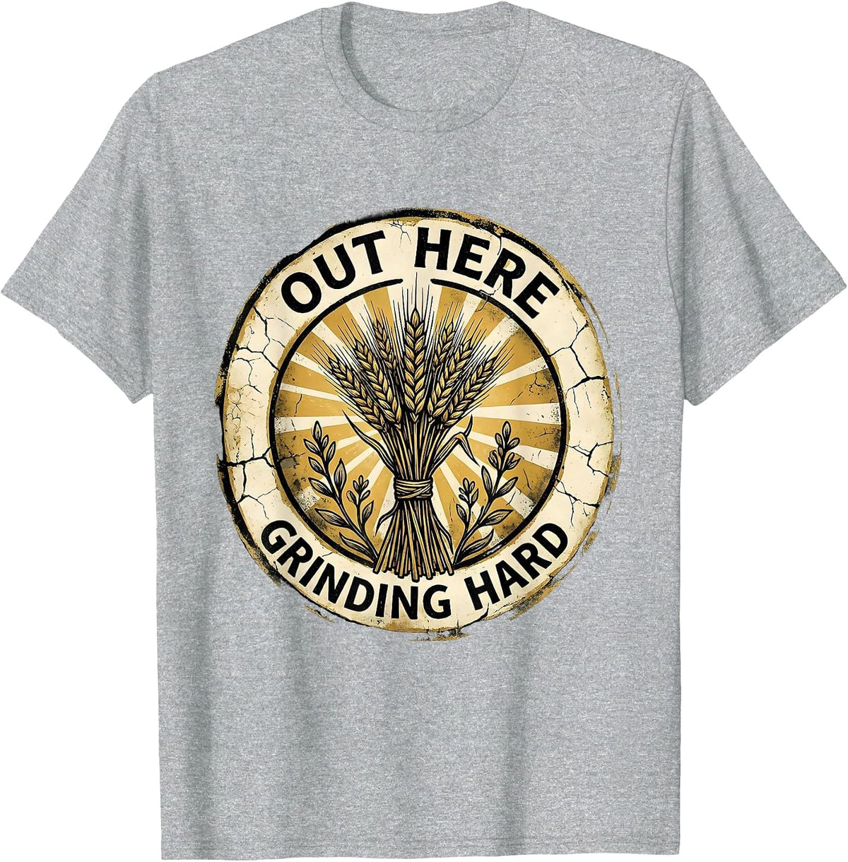 Men's Out Here Grinding Hard Hustle Graphic Design T-Shirt - Heather Grey