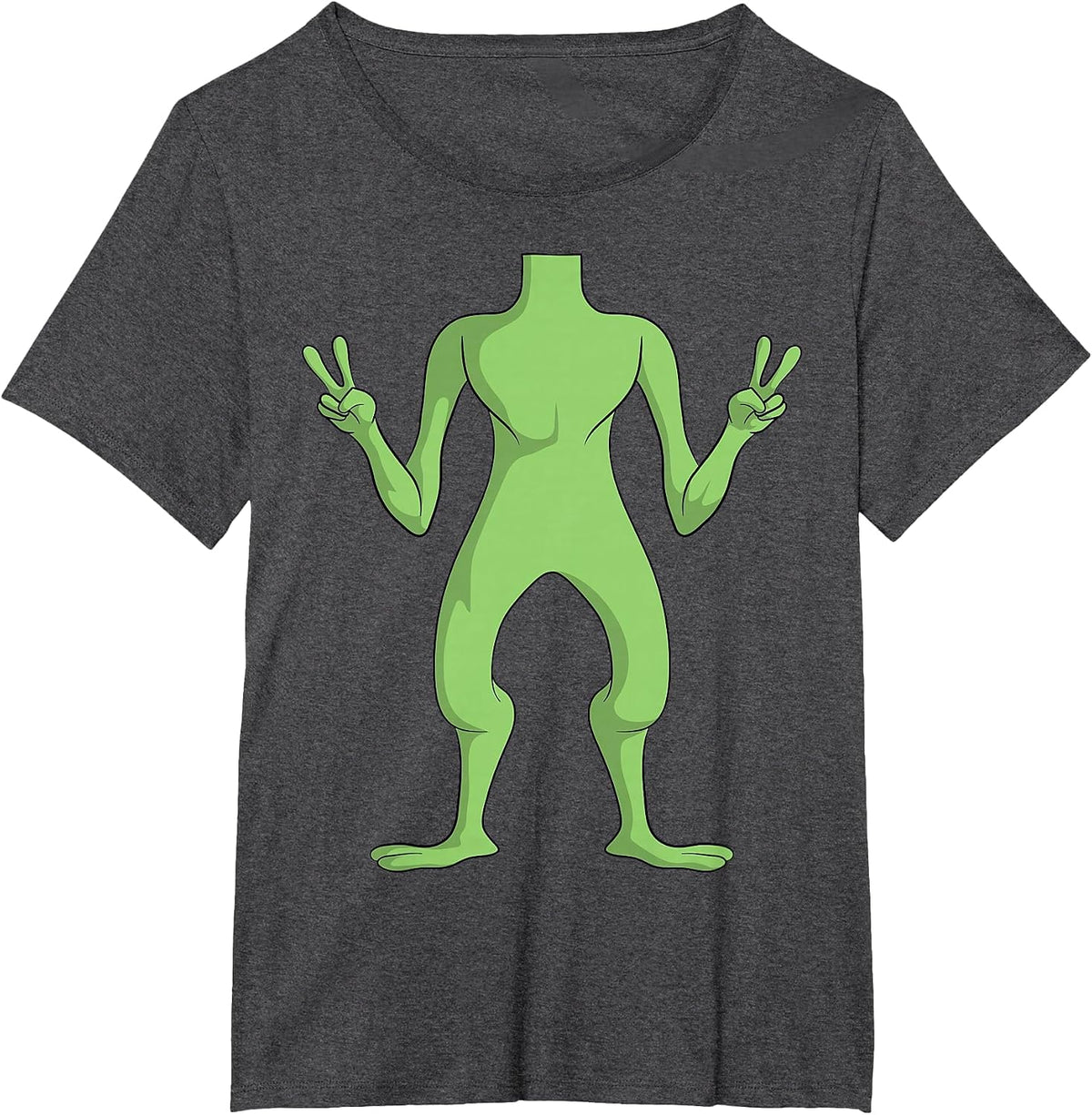 Alien Body Costume Halloween UFO Alien Lover Peace Sign T-Shirt - Dark Heather Grey