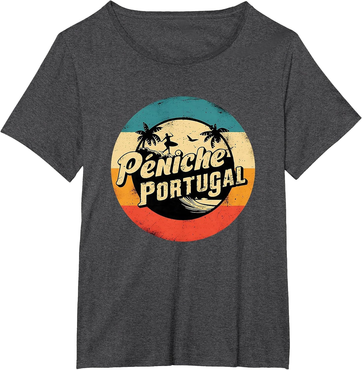 Péniche Portugal City Passionate About Surfing Waves T-Shirt - Dark Heather Grey