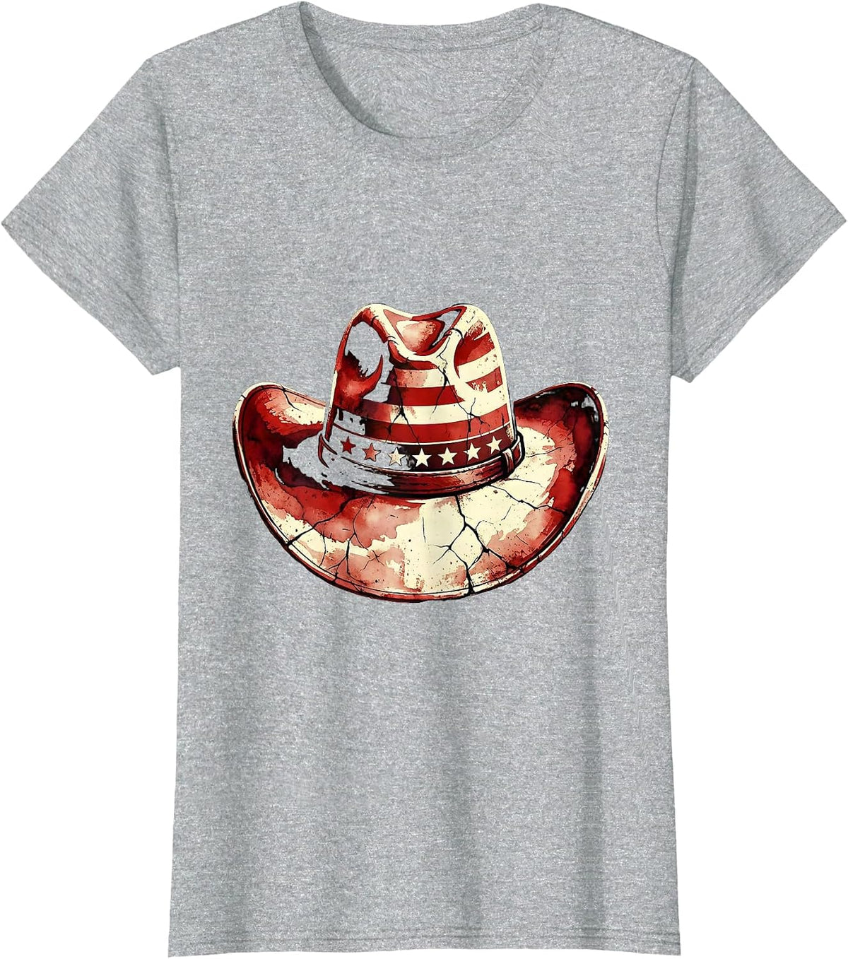 Kids Stars and Stripes Cowboy Hat Patriotic Design T-Shirt - Heather Grey