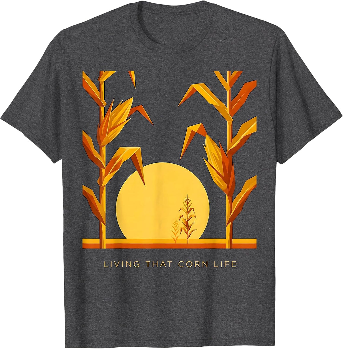 Men's Living That Corn Life Funny Farming Design T-Shirt - Dark Heather Grey