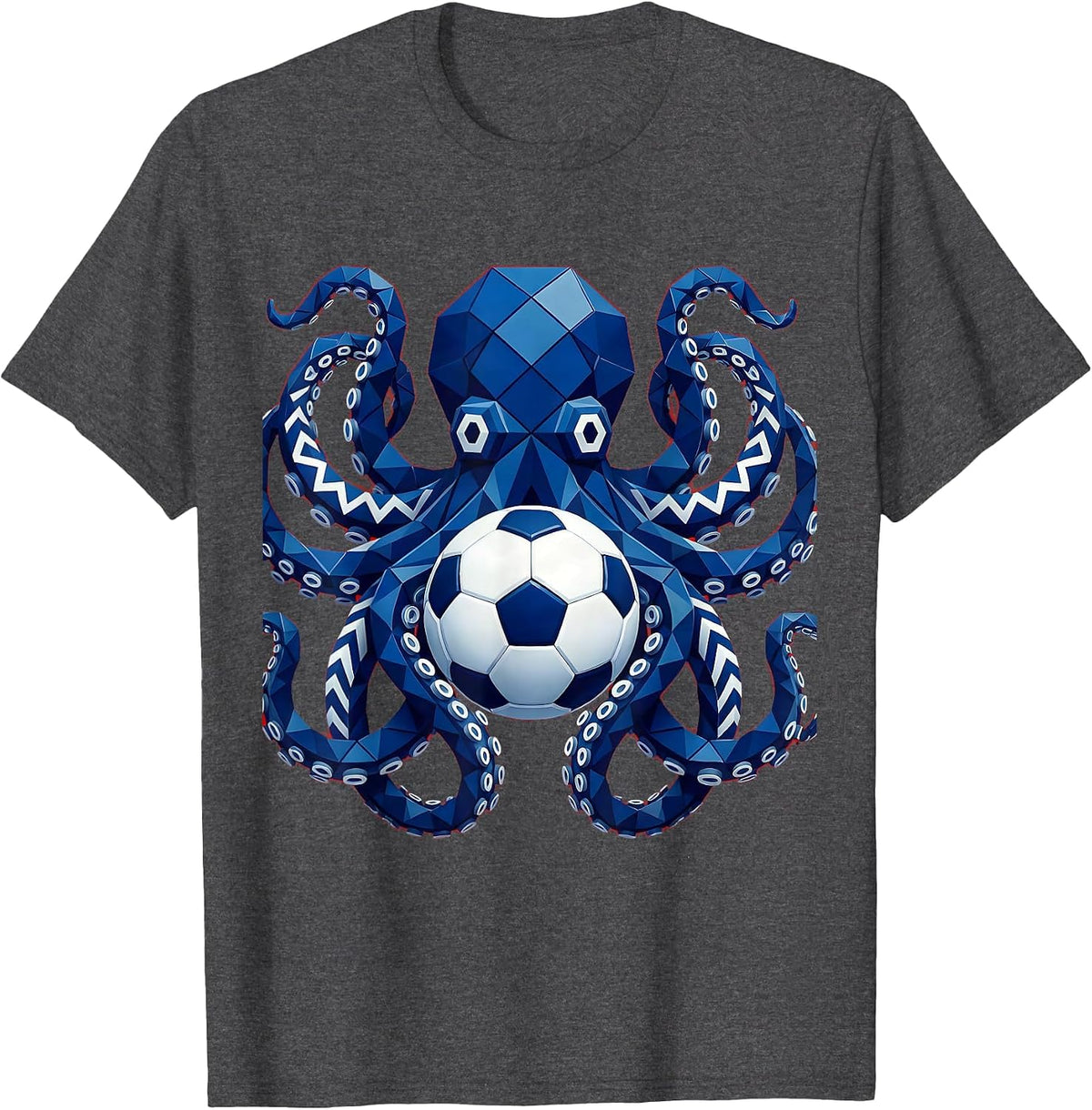 Octopus Soccer Ball Underwater Graphic T-Shirt - Dark Heather Grey