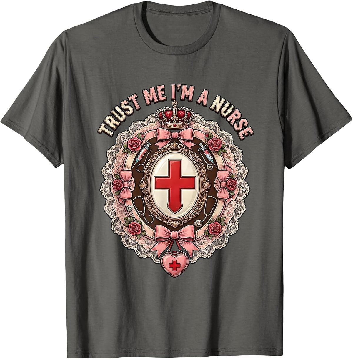 Trust Me I'm a Nurse Bold Graphic Design T-Shirt - Asphalt Grey