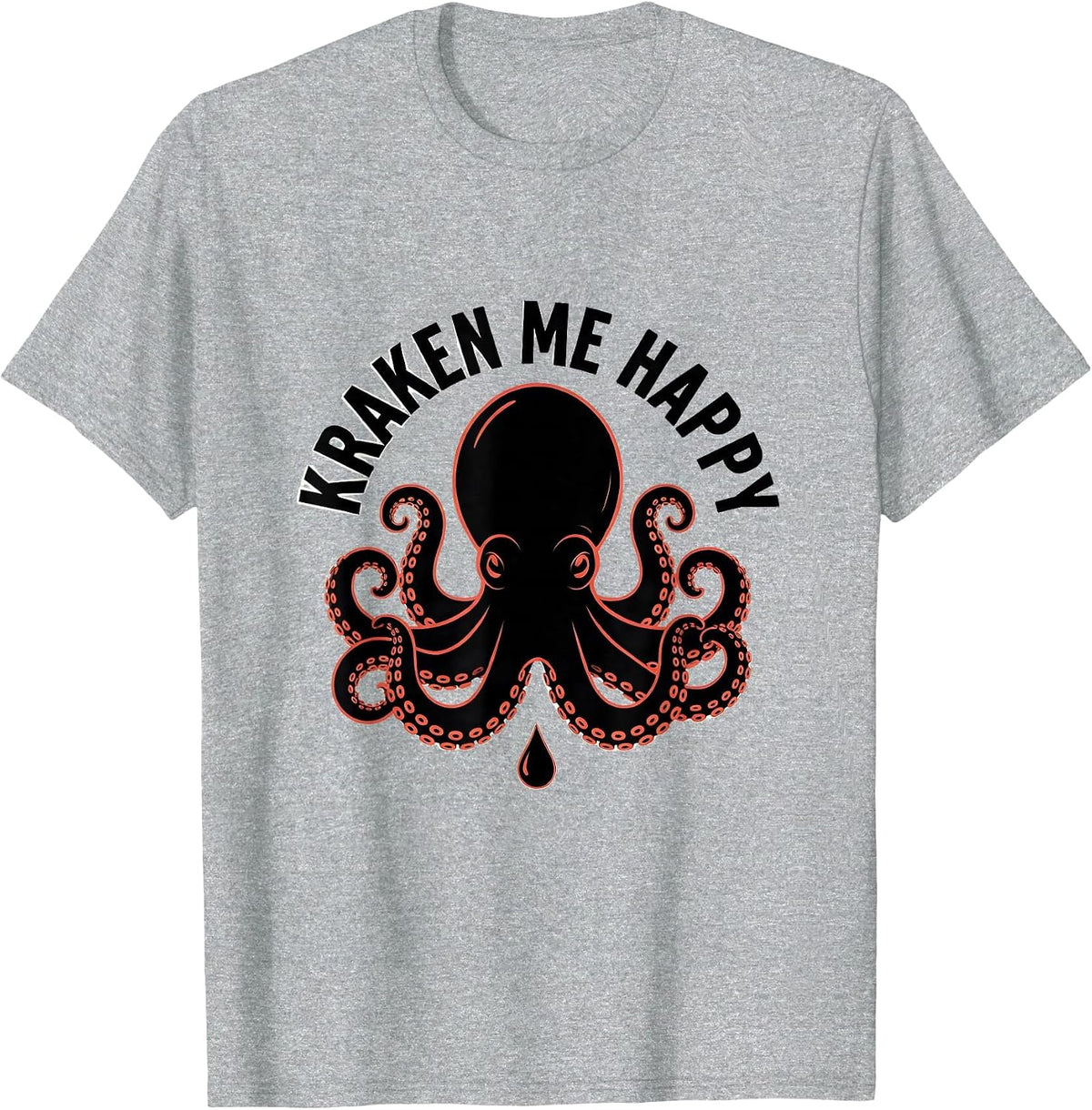 Men's Kraken Me Happy Funny Octopus Lover Vintage Sea Monster T-Shirt - Heather Grey