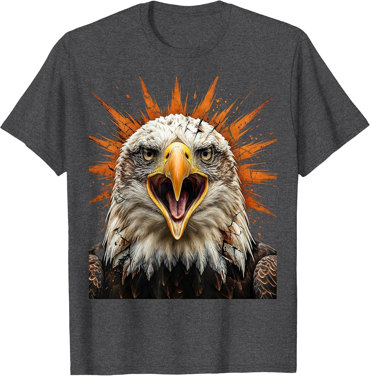 Dramatic Bald Eagle Screaming at Sunrise T-Shirt - Dark Heather Grey