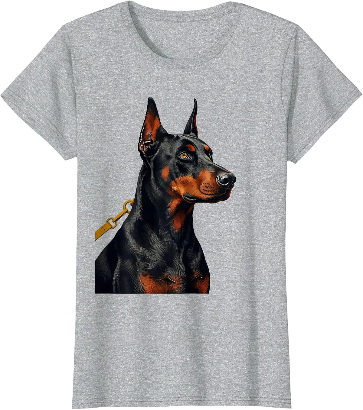 Doberman Silhouette Midcentury Modern Dobie Mom Dad T-Shirt - Heather Grey