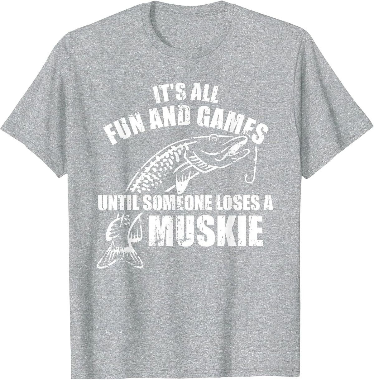 Pike Fishing Muskie T-Shirt - Heather Grey