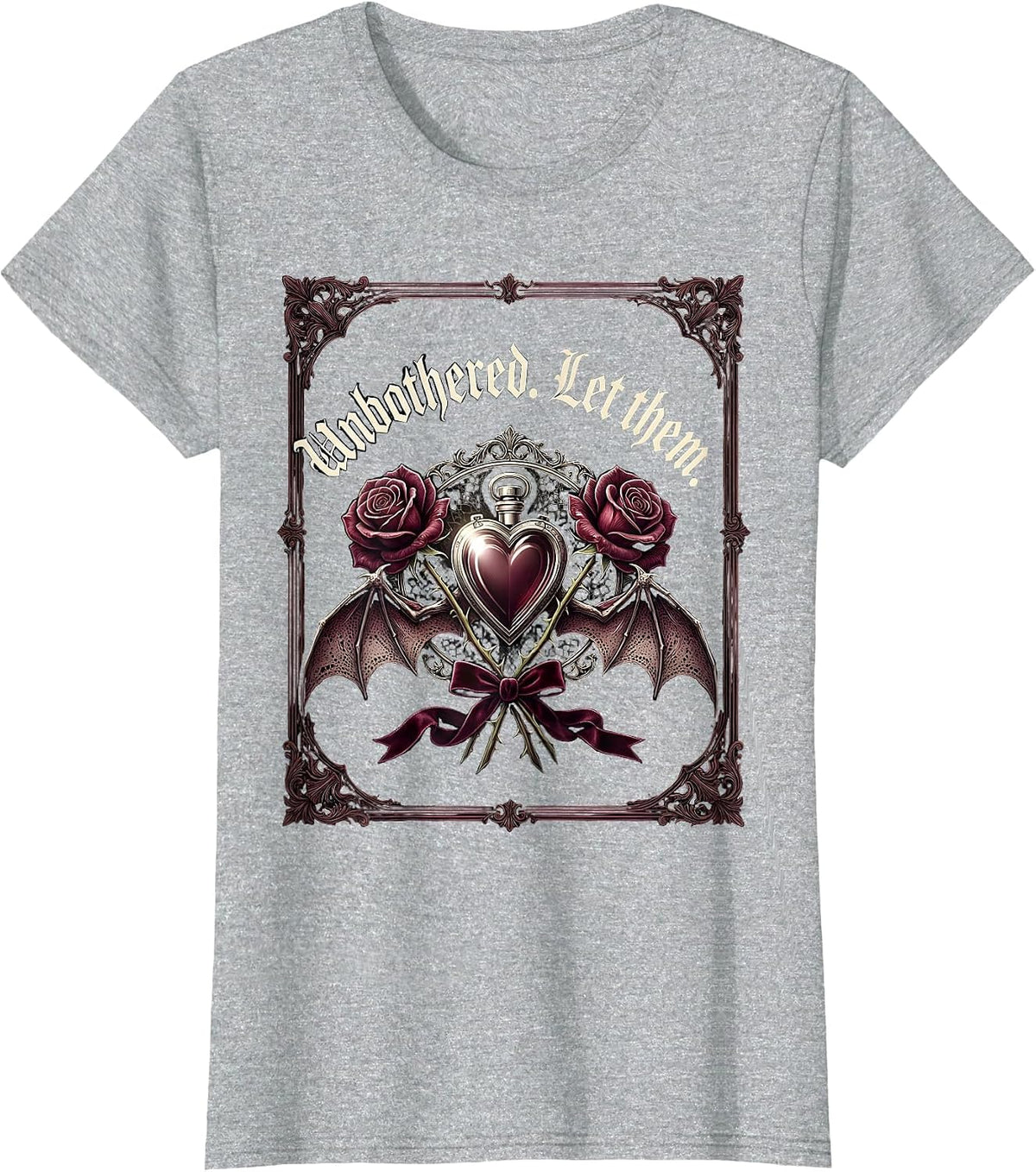 Women's Unbothered Let Them Attitude Graphic Design T-Shirt - Heather Grey