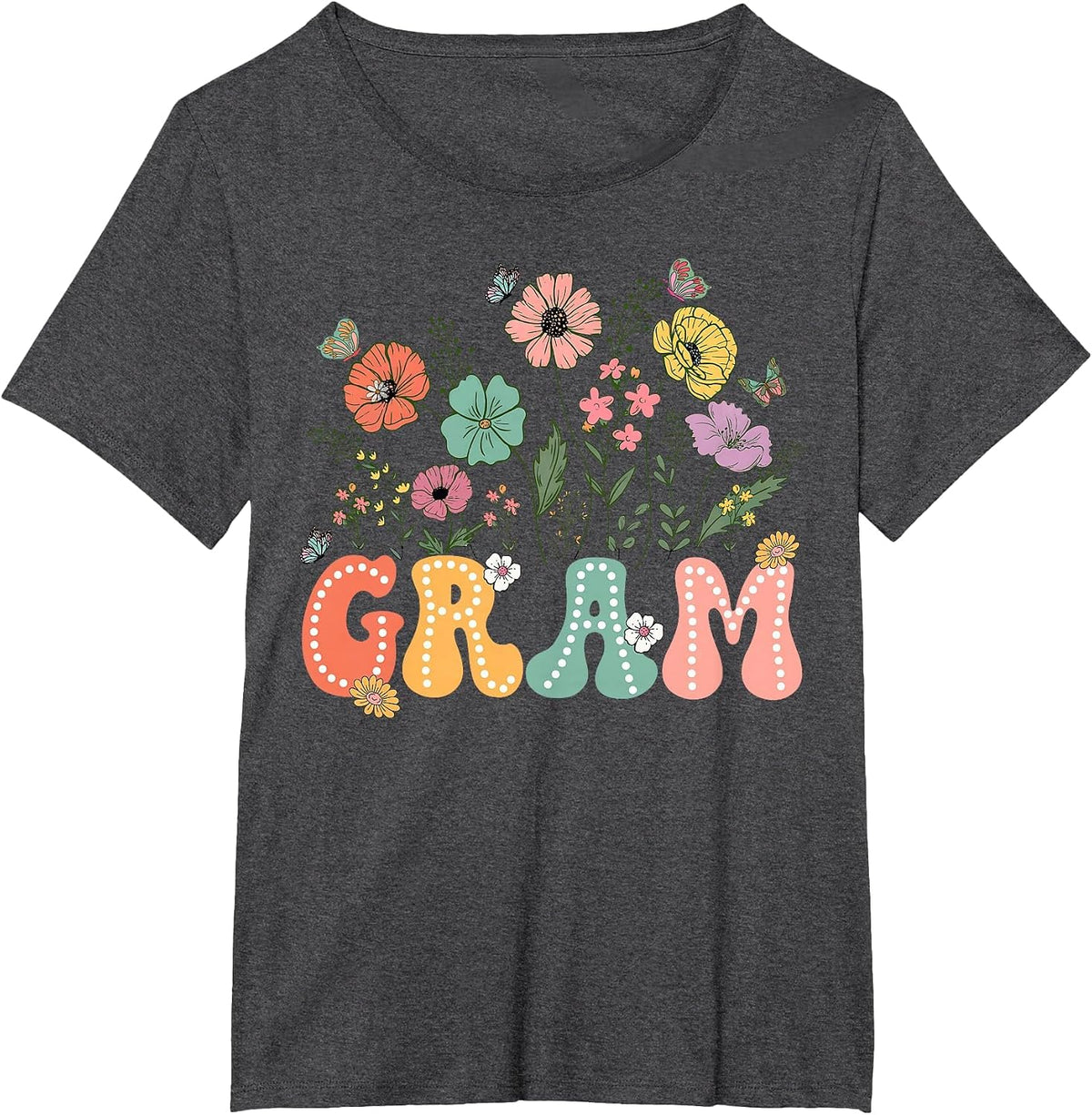 Gram Mothers Day for Grandma Wildflower Floral Women T-Shirt - Dark Heather Grey