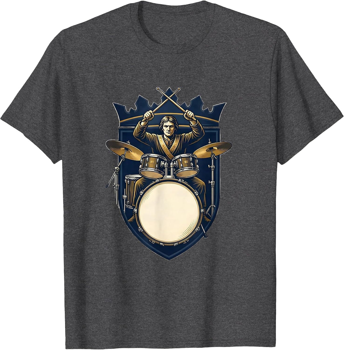 Emblem Drummer Drumline Gift Humor T-Shirt - Dark Heather Grey