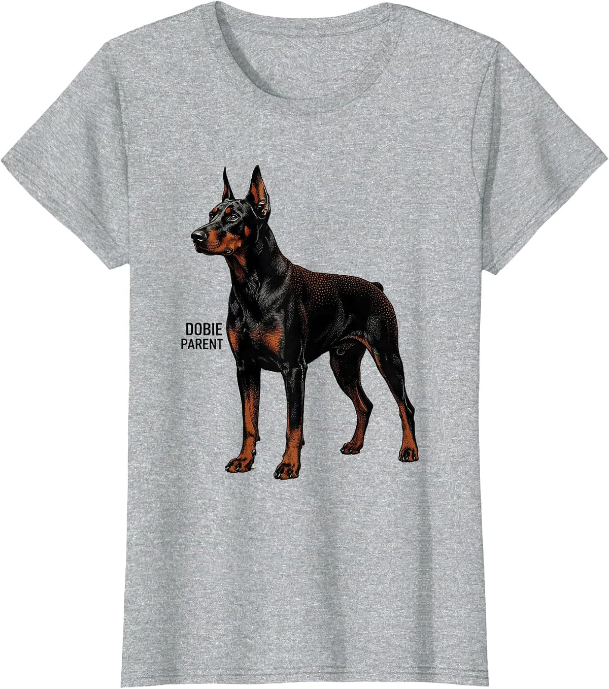 Dobie Parent Blackwork Dotwork Doberman Pinscher Dog Mom Dad T-Shirt - Heather Grey