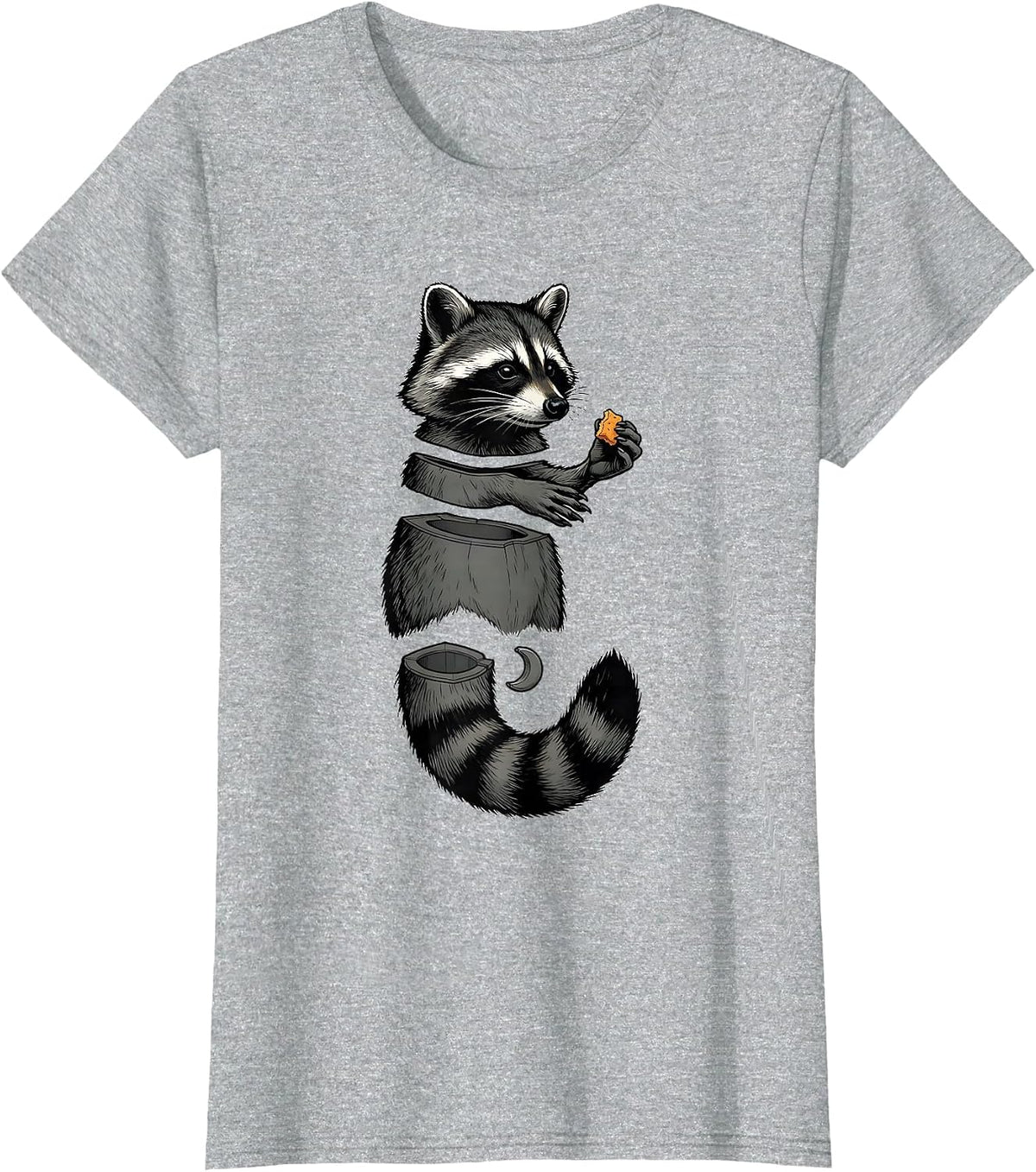 Raccoon Exploded View Funny Animal Meme Humor T-Shirt - Heather Grey