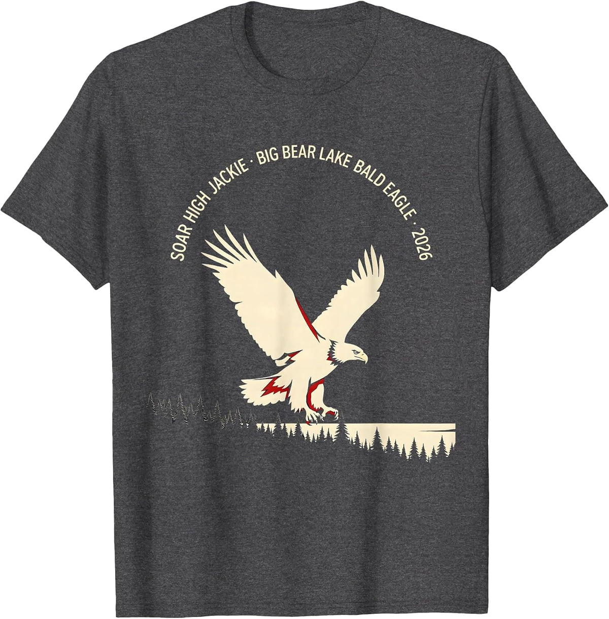 Soar High Jackie Big Bear Lake Bald Eagle Memorial T-Shirt - Dark Heather Grey