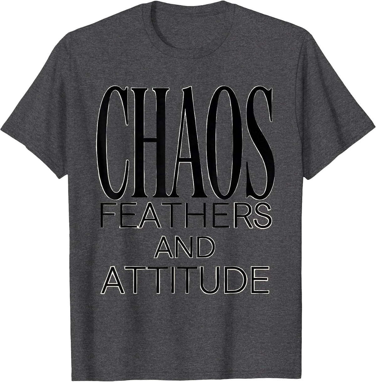 Men's Chaos Feathers and Attitude Crow Design T-Shirt - Dark Heather Grey