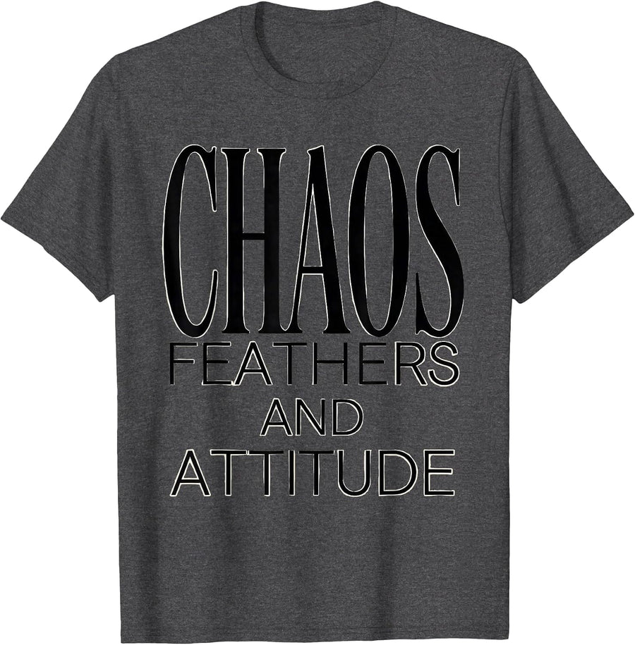 Men's Chaos Feathers and Attitude Crow Design T-Shirt - Dark Heather Grey