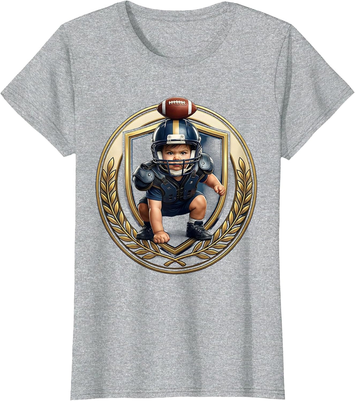 Toddler Lineman Three-Point Stance Football T-Shirt - Heather Grey