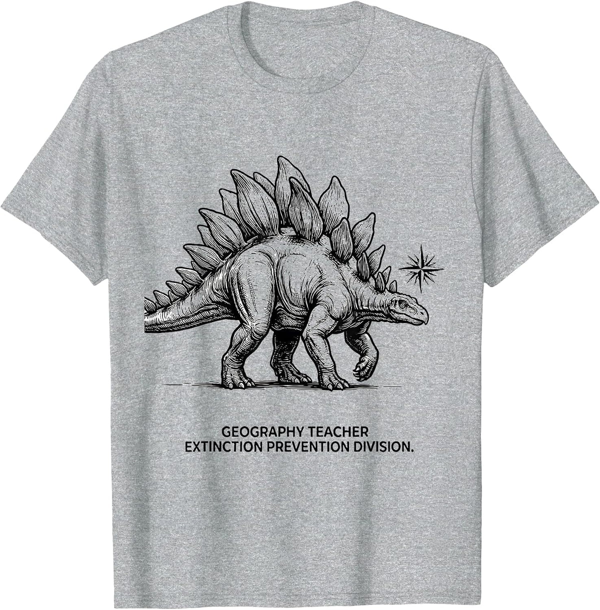 Men's Geography Teacher, Extinction Prevention Division Funny T-Shirt - Heather Grey