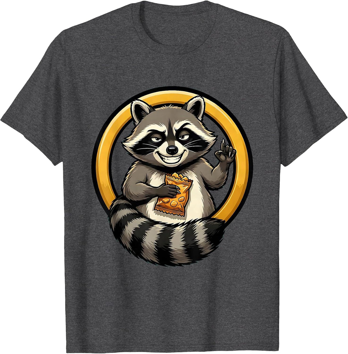 Men's Raccoon Stealing Snack With Zero Remorse T-Shirt - Dark Heather Grey