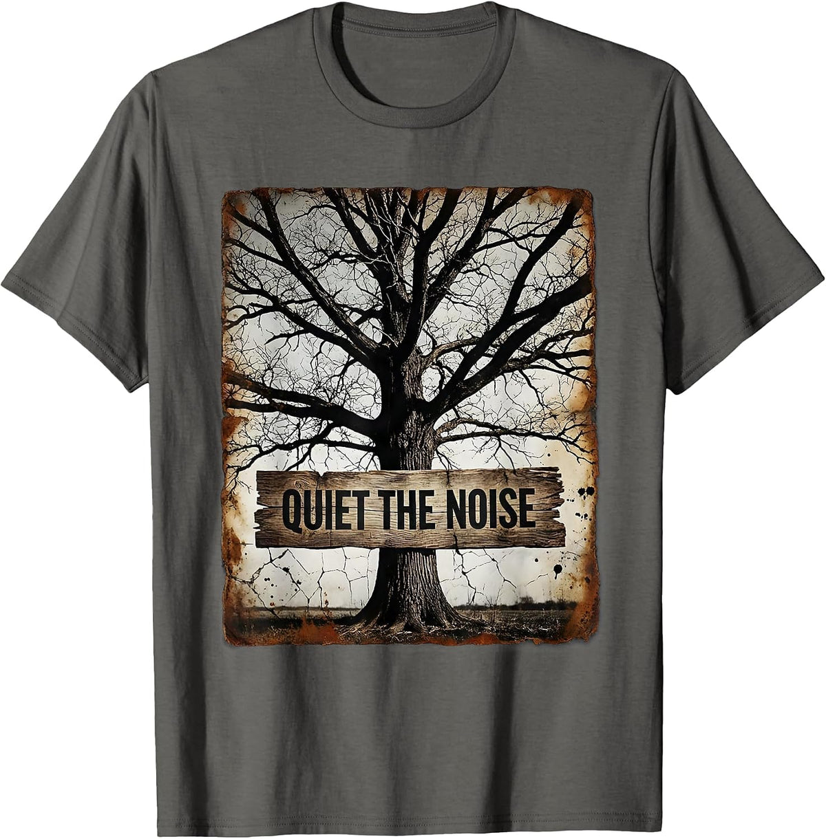 Be Still Quiet The Noise Mindfulness Design T-Shirt - Asphalt Grey