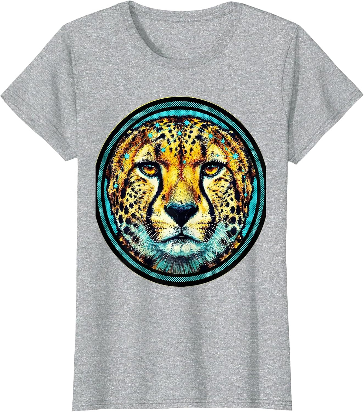 Cheetah Constellation Spots Star Map Design T-Shirt - Heather Grey