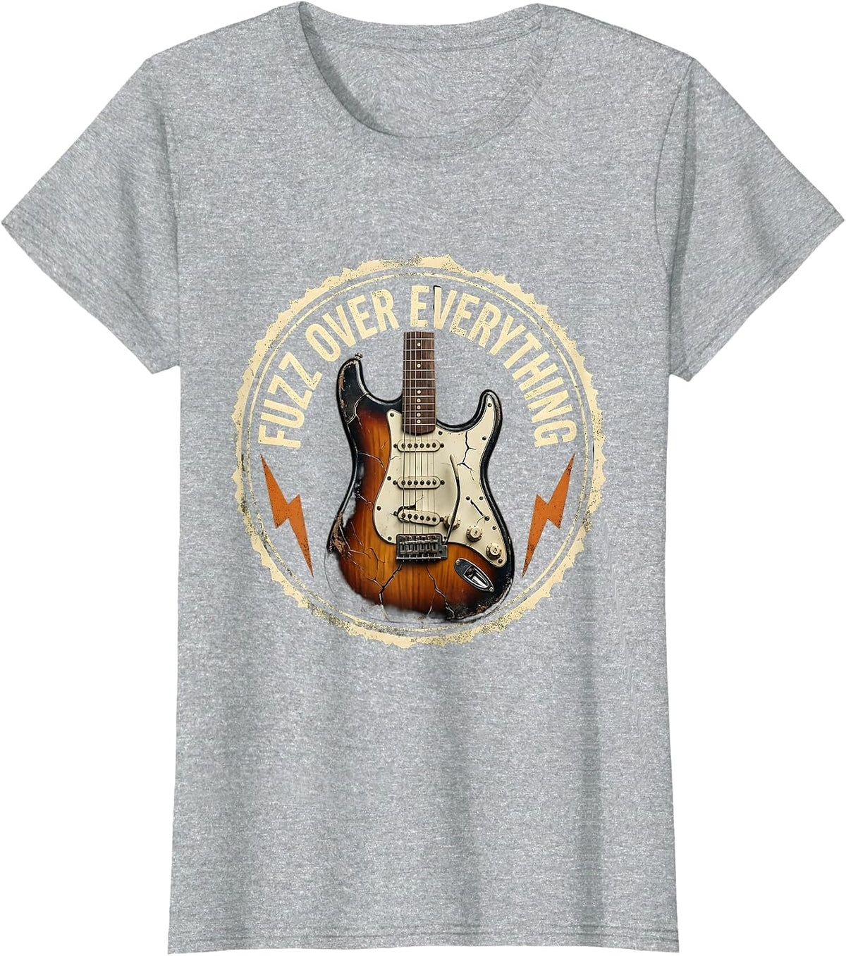 Fuzz Over Everything Grunge Music Design T-Shirt - Heather Grey