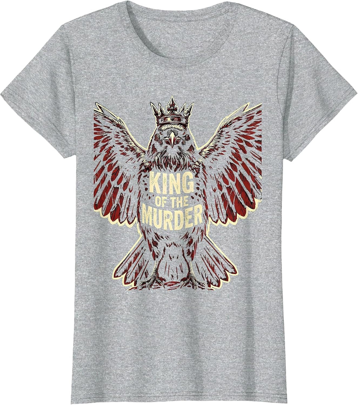Women's King of the Murder Crow Graphic Design T-Shirt - Heather Grey