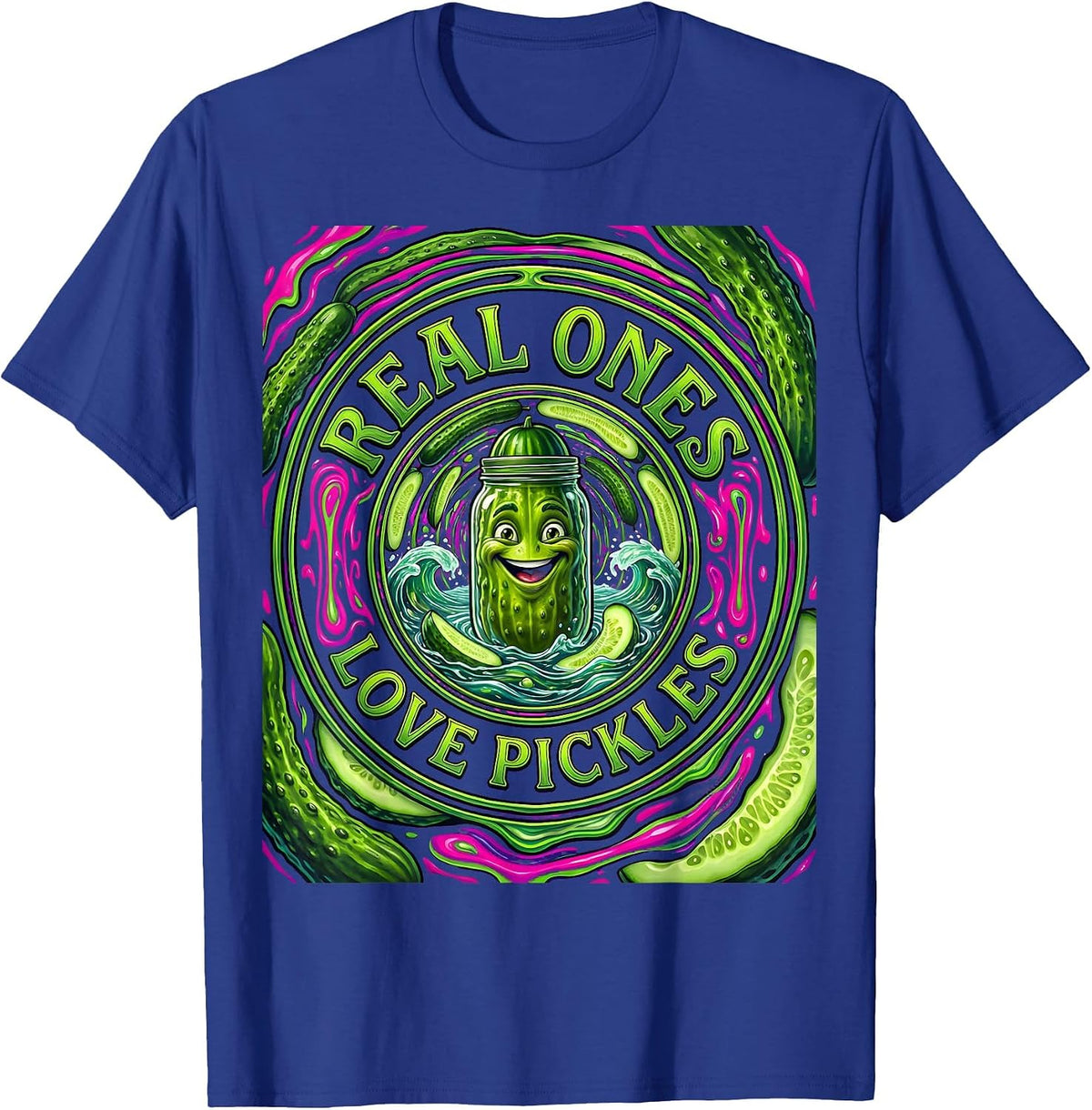 Real Ones Love Pickles Funny Pickle Design T-Shirt - Royal Blue