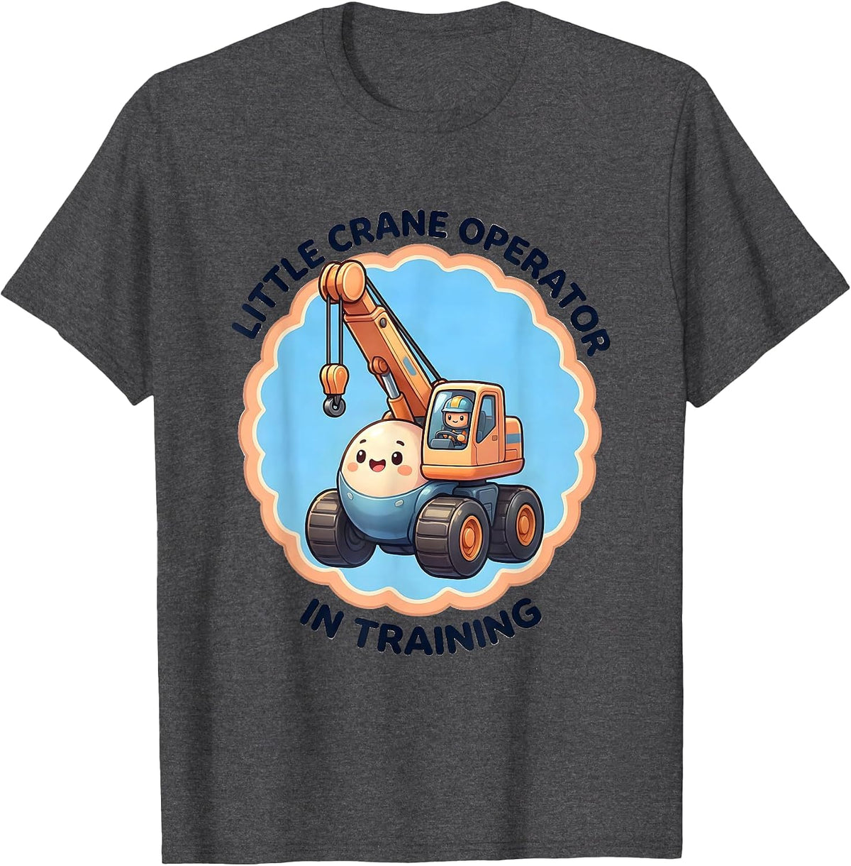Men's Little Crane Operator In Training Cute Kawaii Toddler Gift T-Shirt - Dark Heather Grey