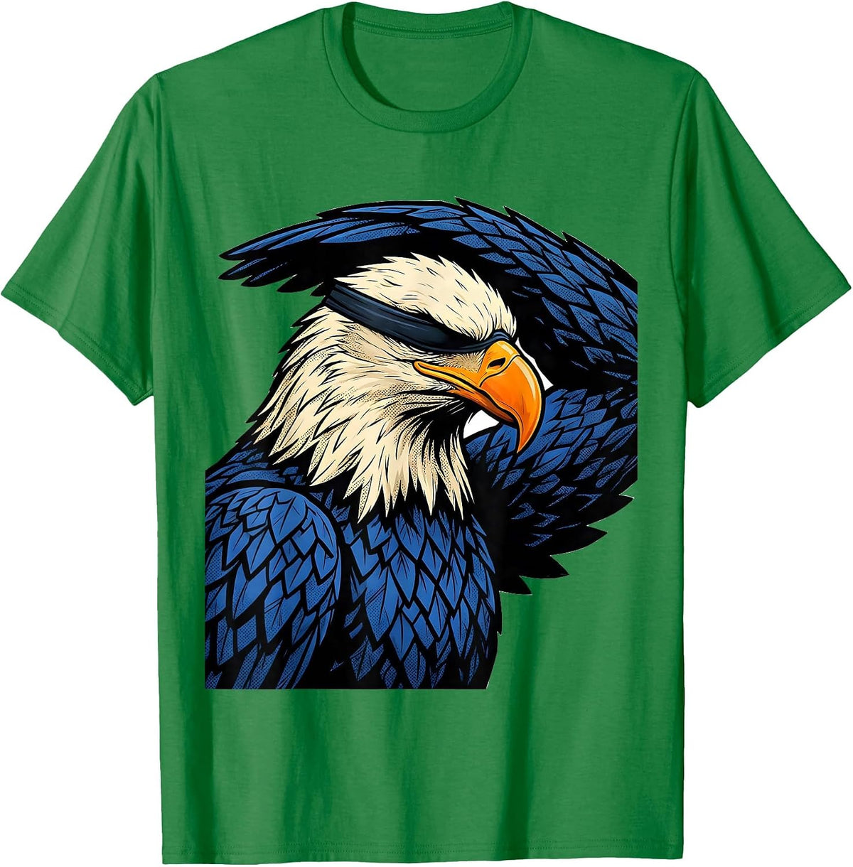 Men's Bald Eagle Comic Book Mascot Humor Novelty T-Shirt - Kelly Green