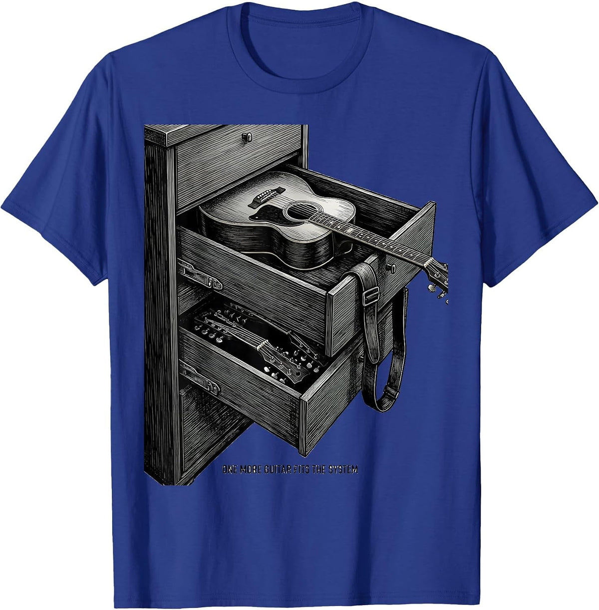 One More Guitar Fits The System Funny Guitarist Rock Music T-Shirt - Royal Blue