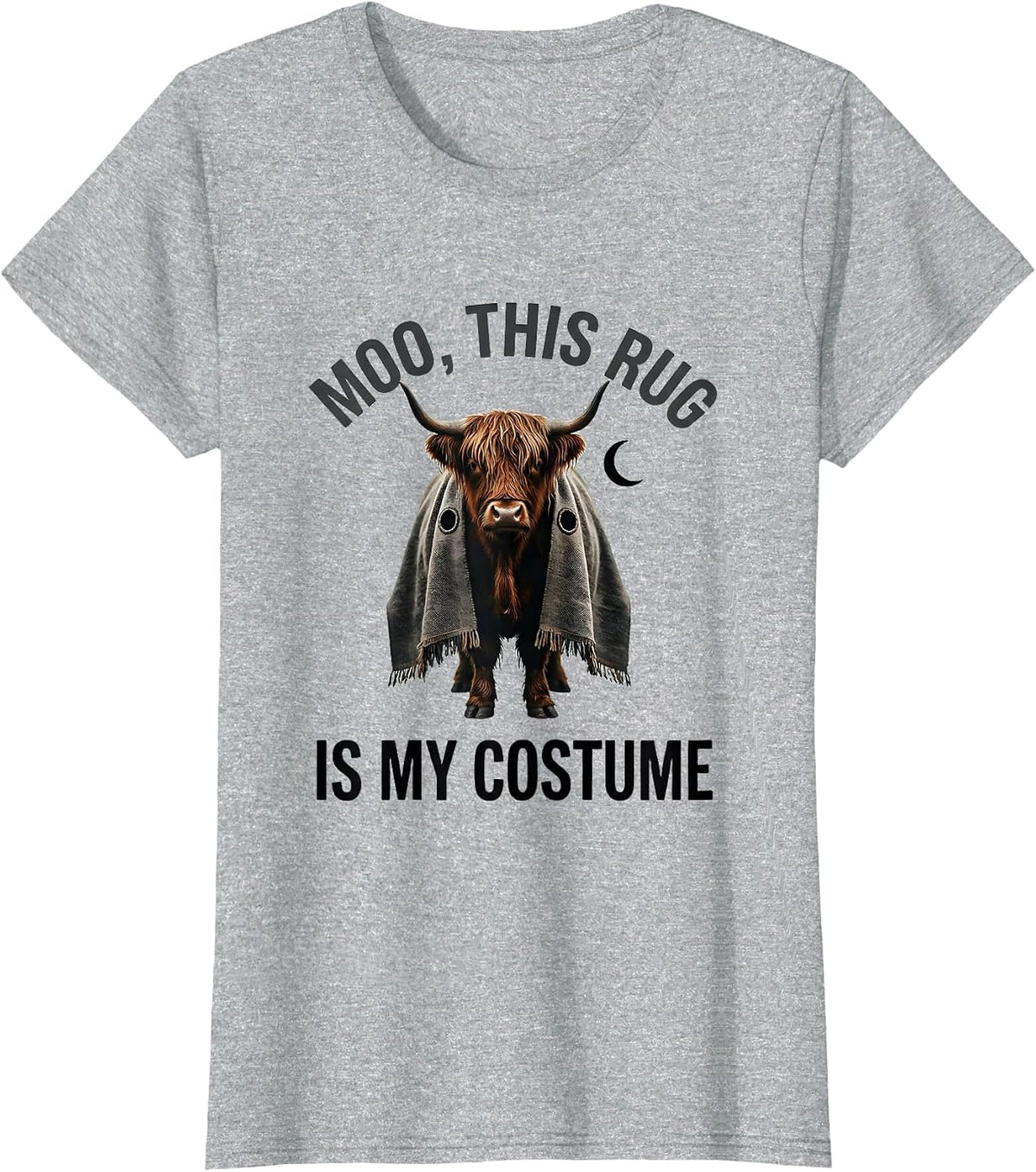 Women's Moo This Rug Is My Costume Funny Highland Cow Halloween T-Shirt - Heather Grey