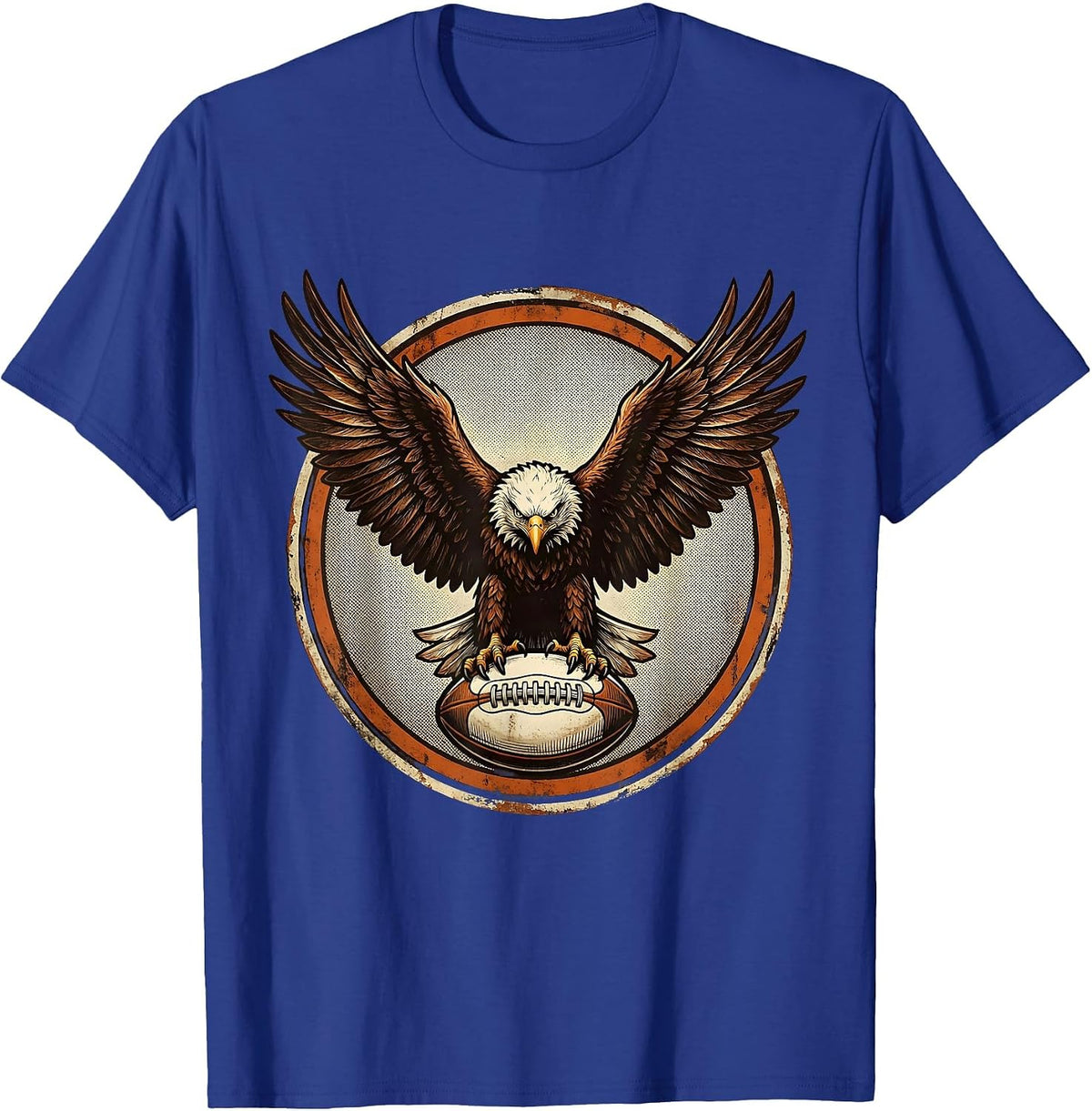 Eagle Clutching Rugby Ball Graphic Design T-Shirt - Royal Blue