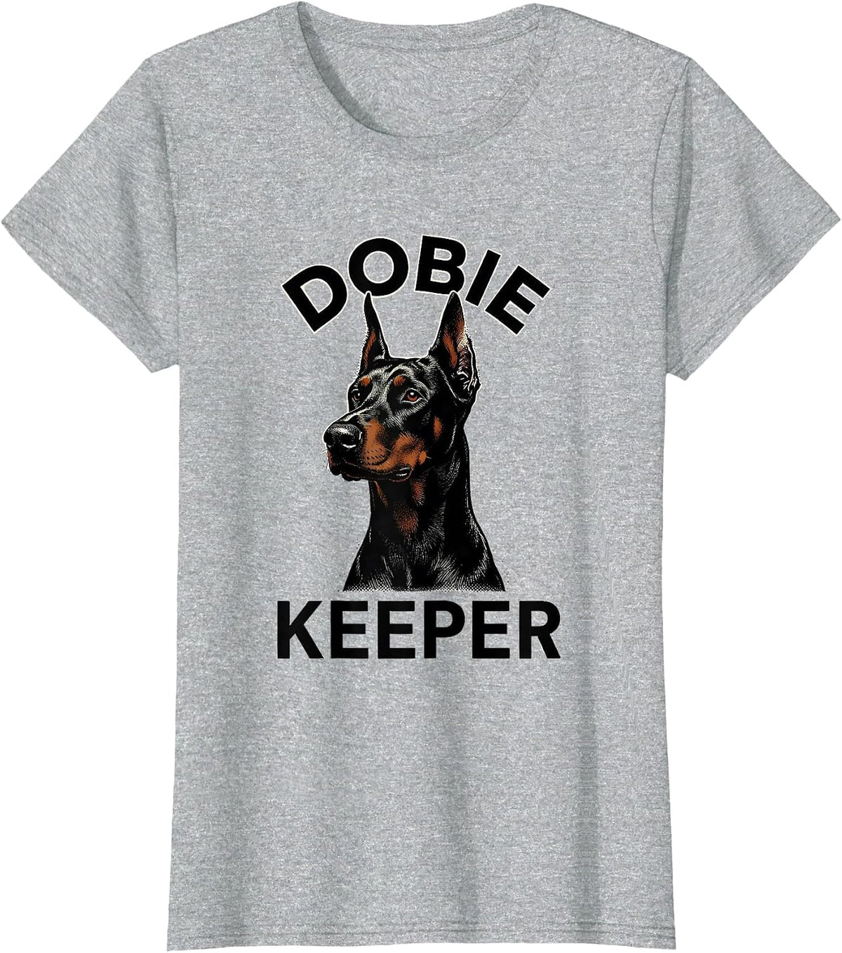 Dobie Keeper Doberman Silhouette Dog Owner Pride Humor T-Shirt - Heather Grey
