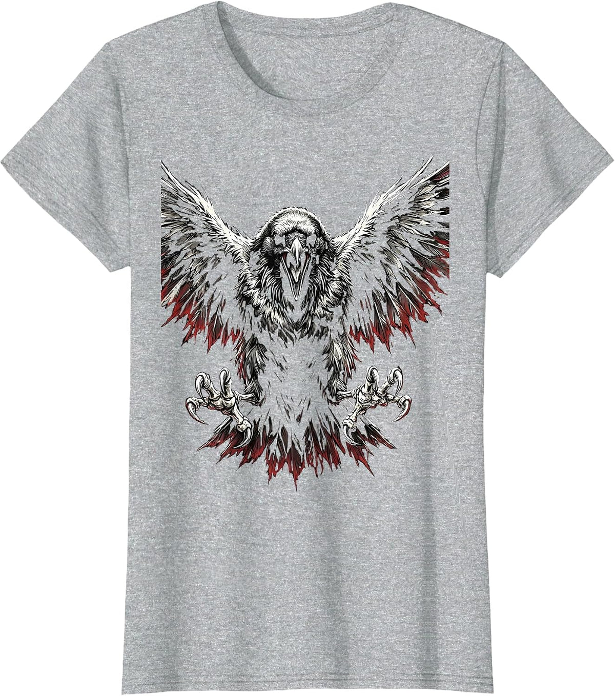 Fawk Off Crow Fighting Stance Graphic T-Shirt - Heather Grey