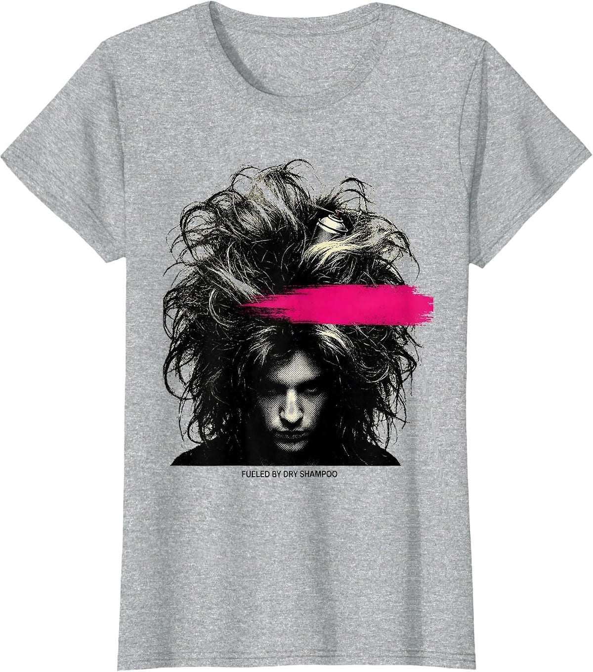 Fueled By Dry Shampoo Funny Design T-Shirt - Heather Grey