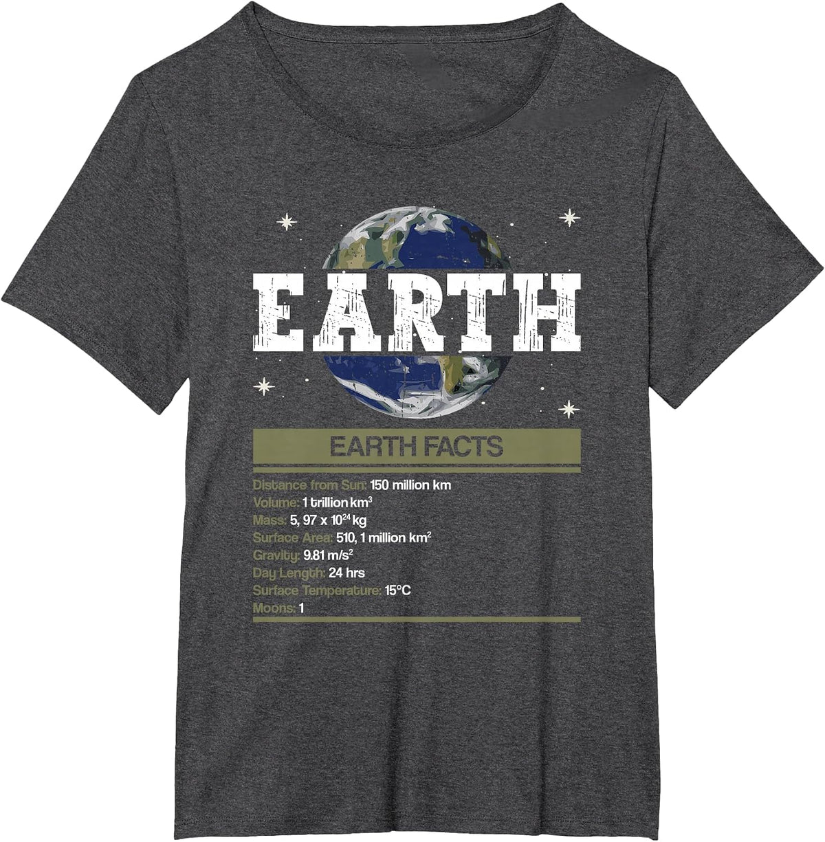 Earth Facts - Earth Planet Space Lover T-Shirt - Dark Heather Grey