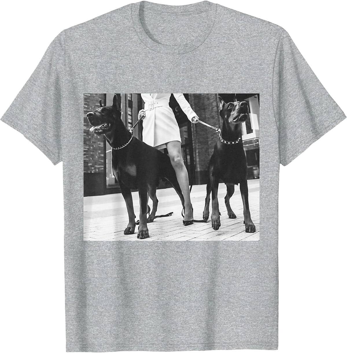 Beware Dobermans on Duty T-Shirt - Heather Grey