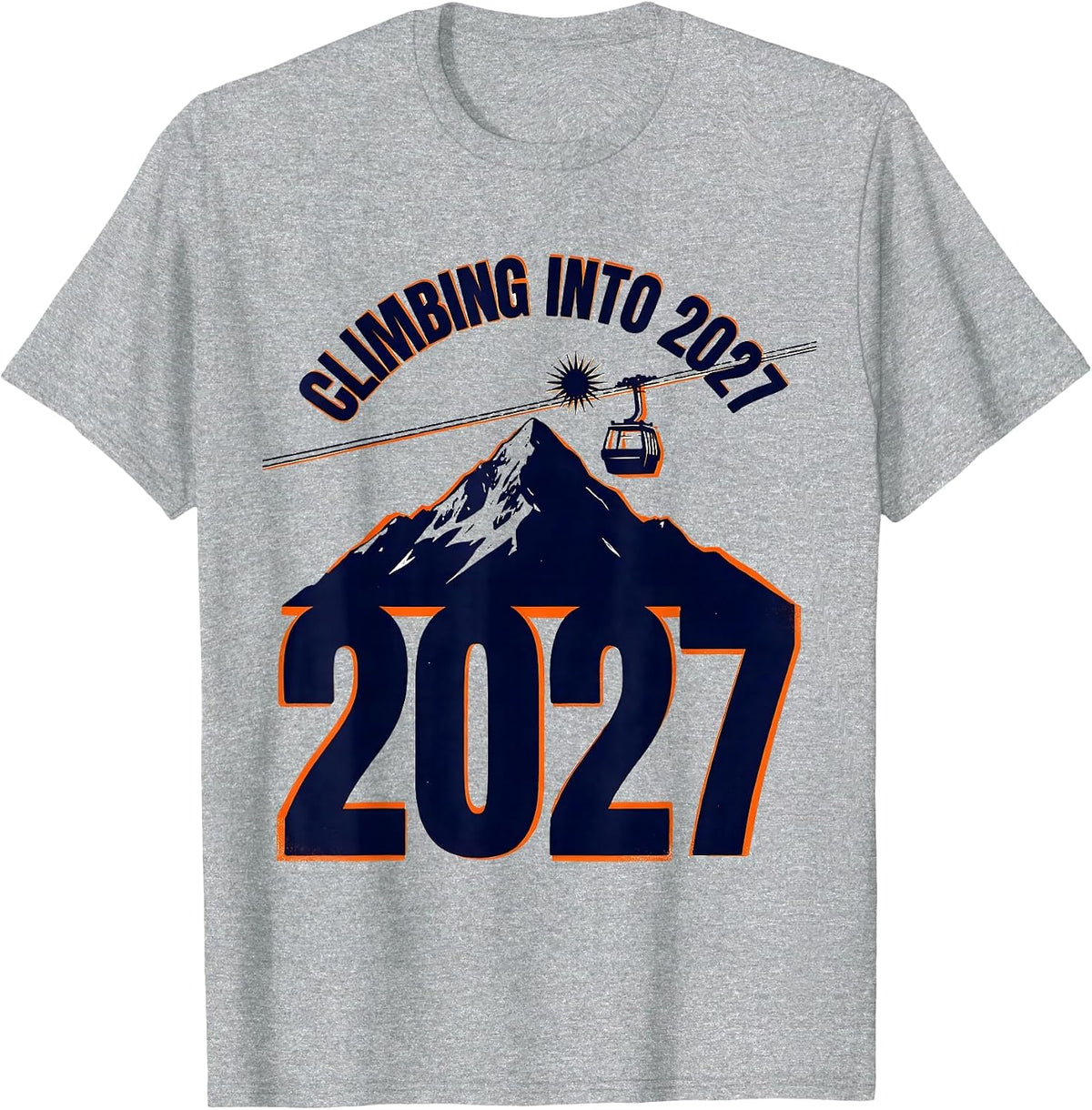 Men's Climbing Into 2027 Screenprint Poster New Year Family Party T-Shirt - Heather Grey
