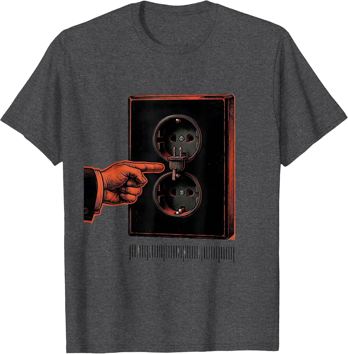 Plug Gap Pointer Deadpan IT Humor Tech Support T-Shirt - Dark Heather Grey