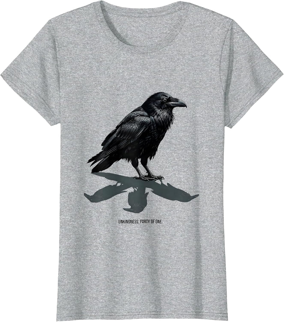 Unkindness Party Of One Dark Humor Gothic Raven Bird Lover T-Shirt - Heather Grey