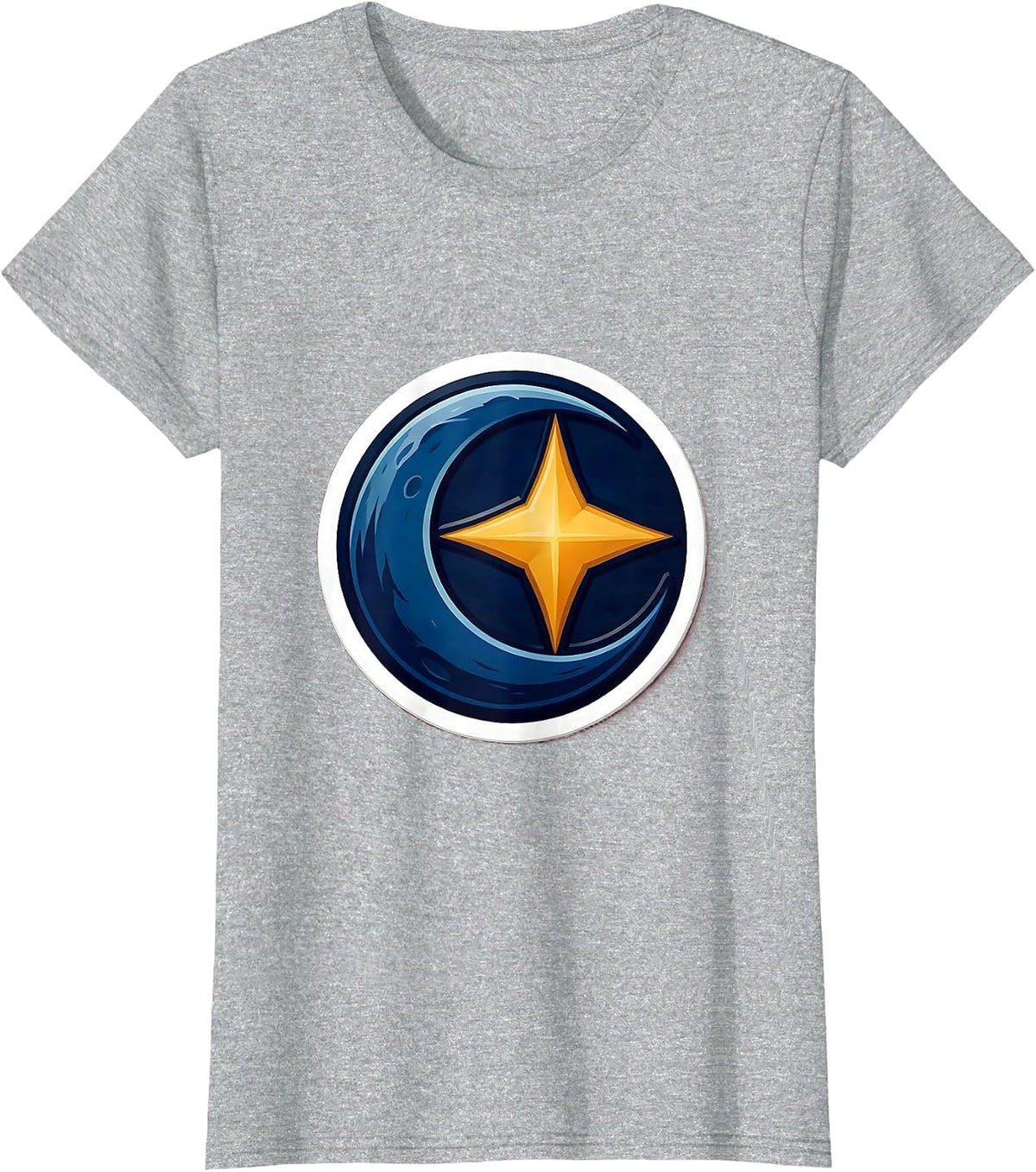 Women's Moon and Star Orbiting Couples Graphic Design T-Shirt - Heather Grey