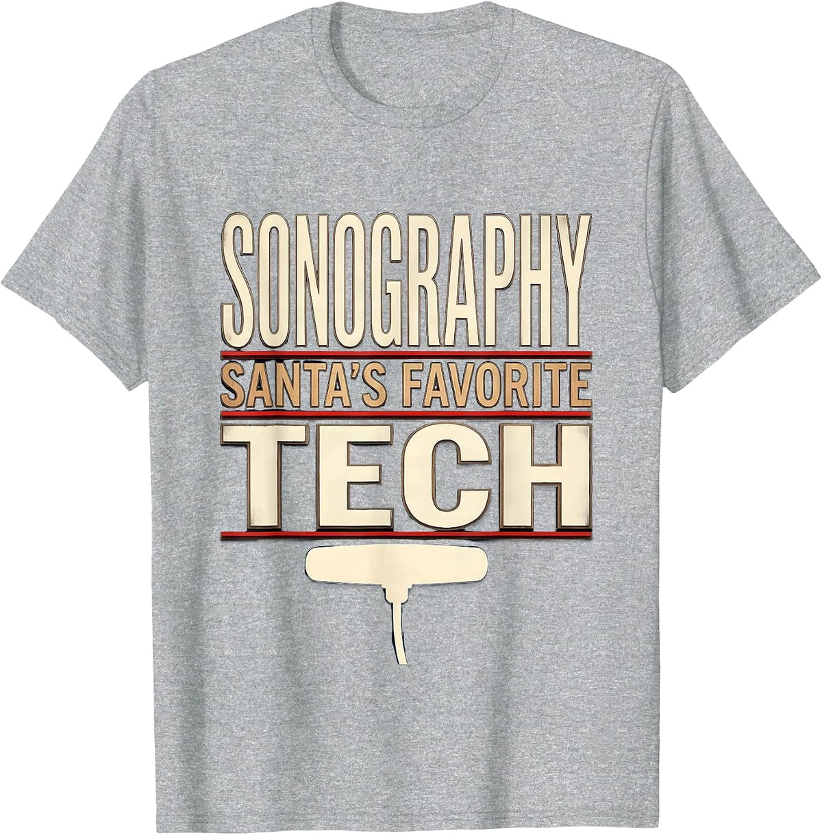 Men's Santa's Favorite Sonography Tech Funny Medical Tech T-Shirt - Heather Grey