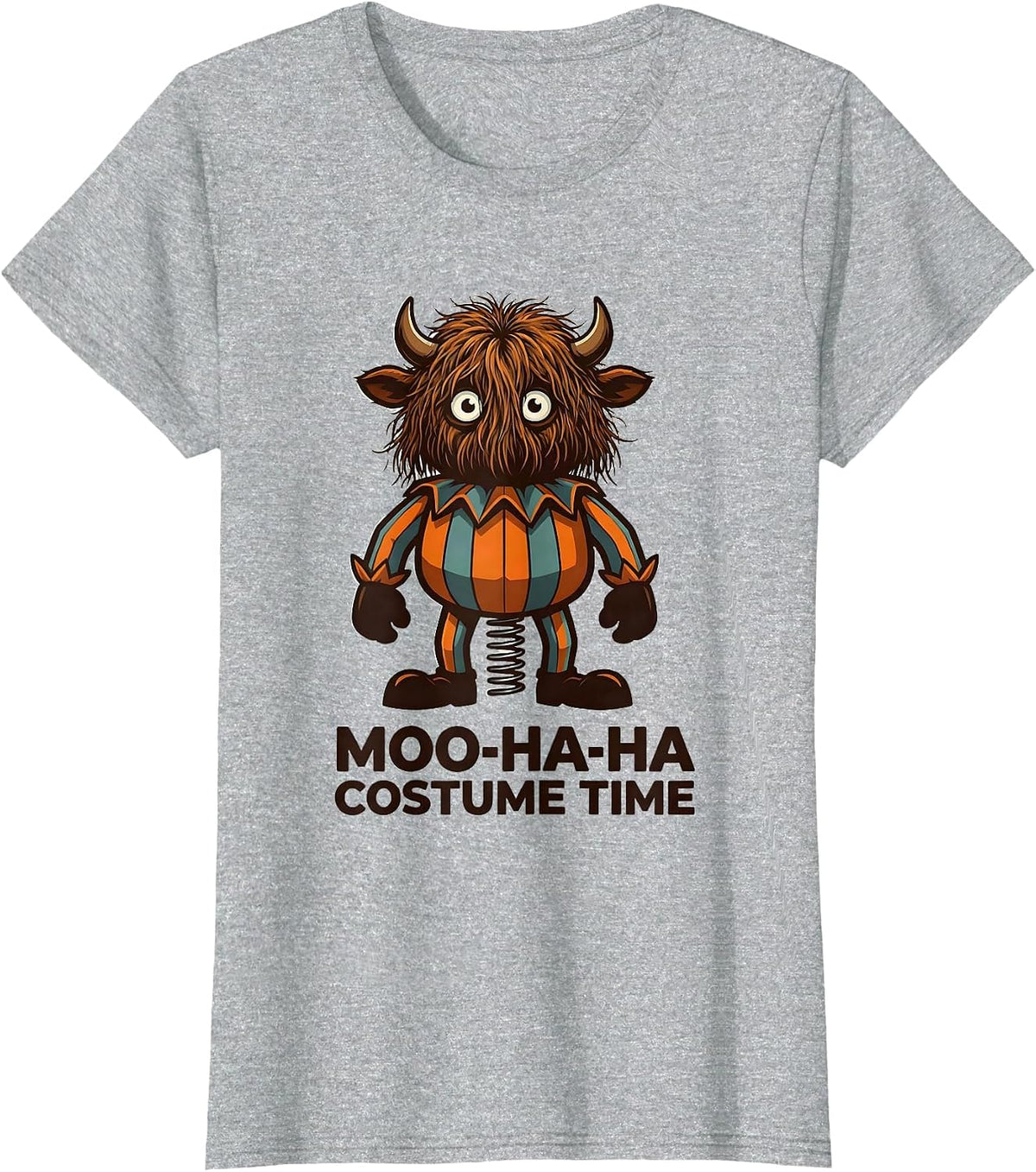 Moo-Ha-Ha Costume Time Funny Highland Cow Halloween Fall T-Shirt - Heather Grey