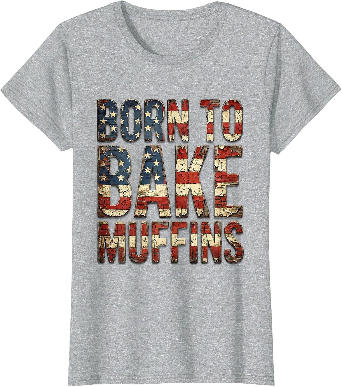 Born to Bake Muffins Muffin Man Design T-Shirt - Heather Grey