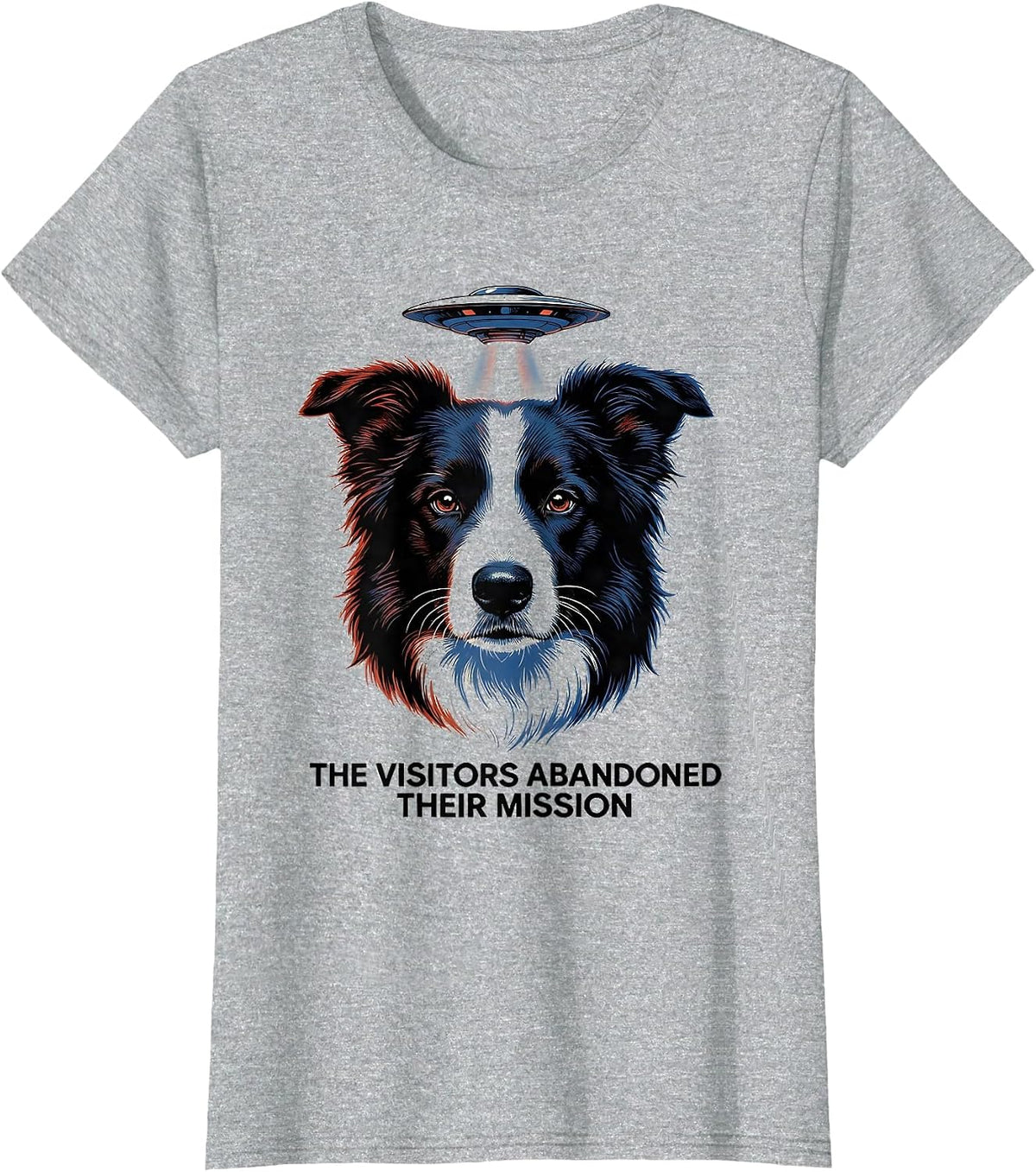 Women's The Visitors Abandoned Their Mission Retro Futurist Border T-Shirt - Heather Grey