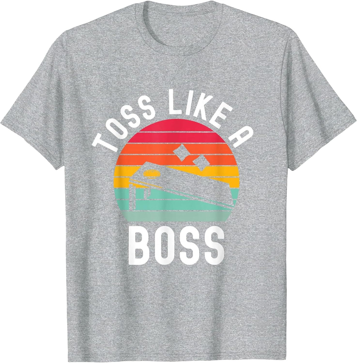 Toss Like A Boss Bean Bag Player Funny Cornhole T-Shirt - Heather Grey