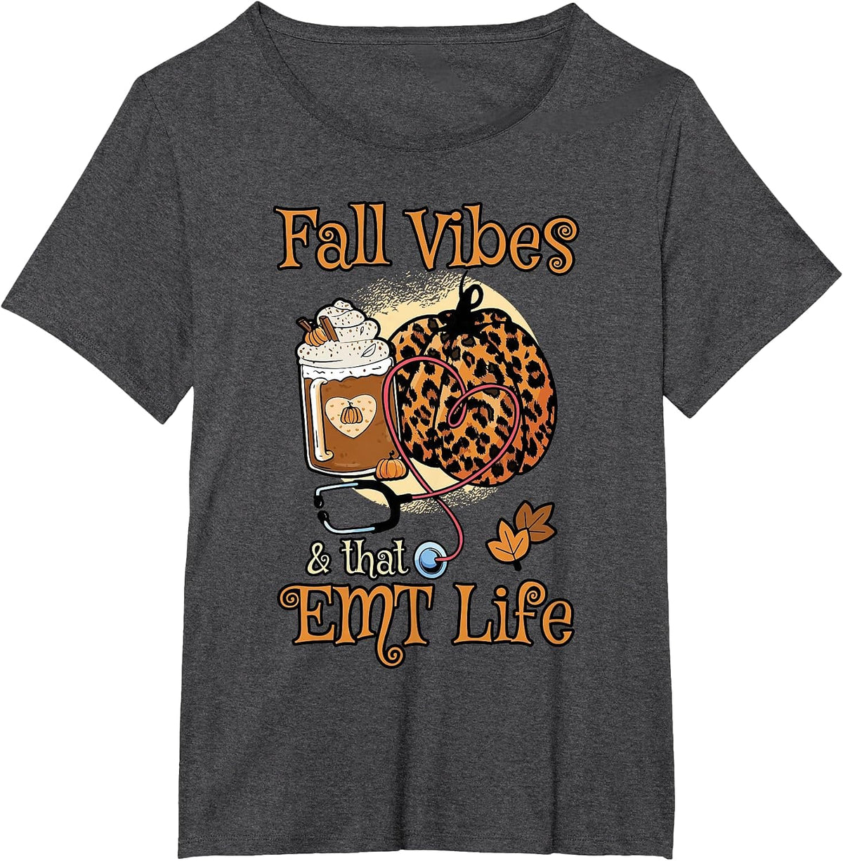 Fall Vibes that EMT Life Paramedic Costume Thin White Line T-Shirt - Dark Heather Grey