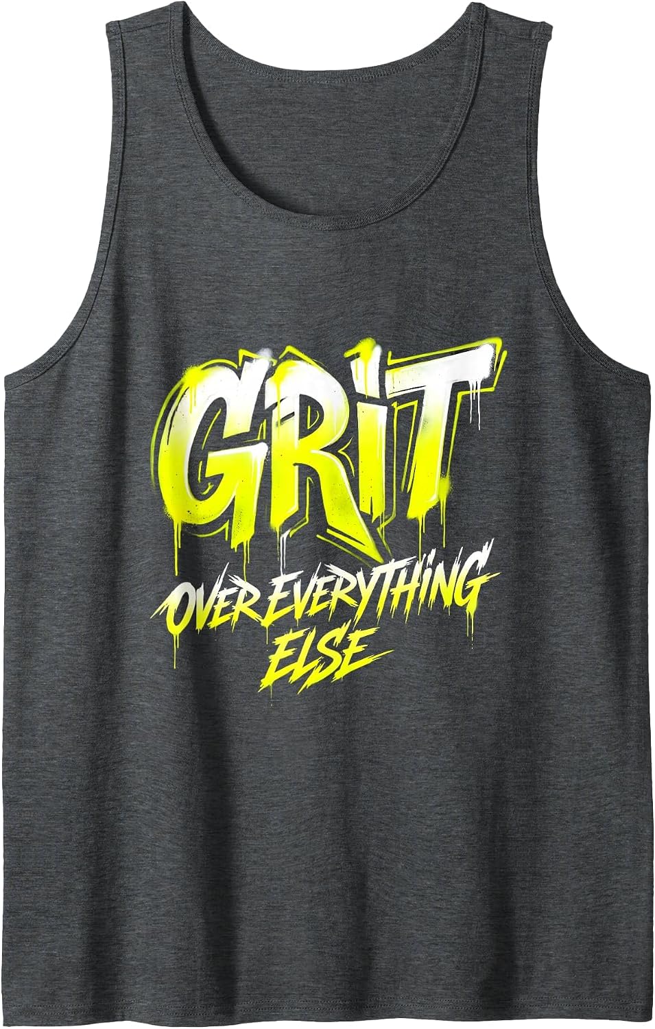 Grit Over Everything Motivational Design Tank Top - Dark Heather Grey