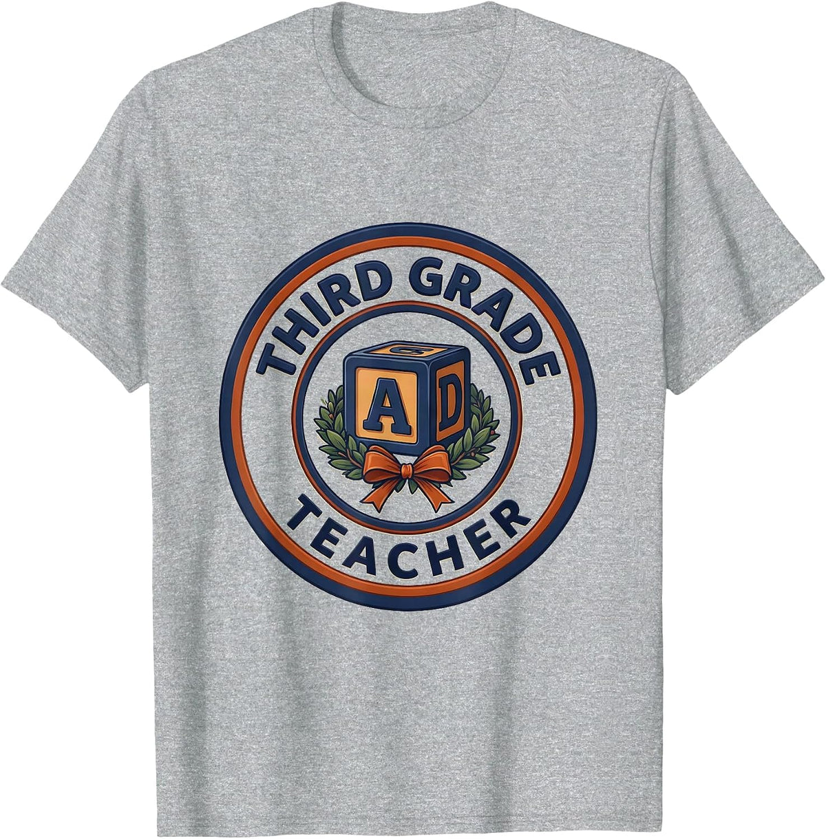 Men's Third Grade Teacher Back to School Grade Coquette Patchwork T-Shirt - Heather Grey