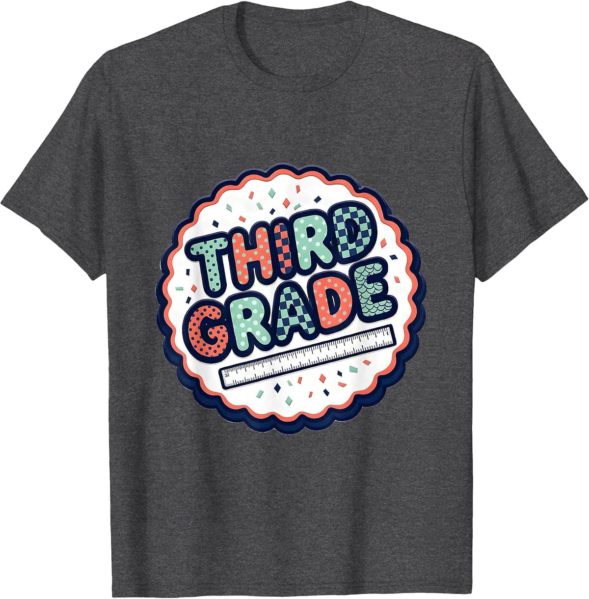 Third Grade Playful Back To School Teacher Student T-Shirt - Dark Heather Grey